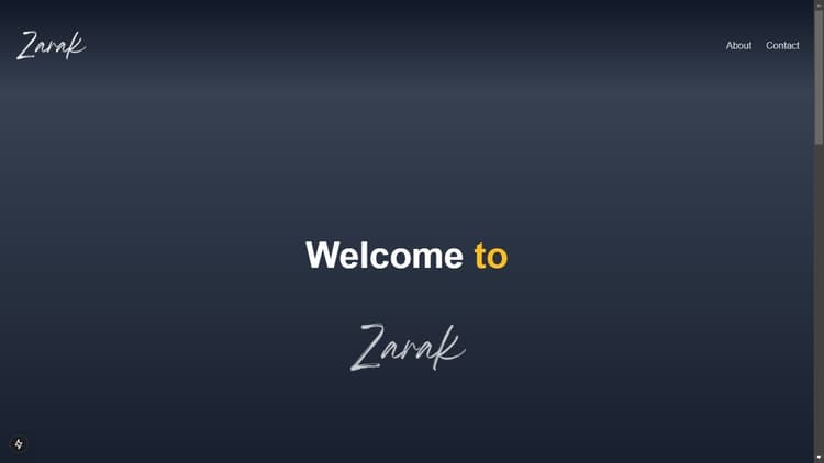 Zarak landing page